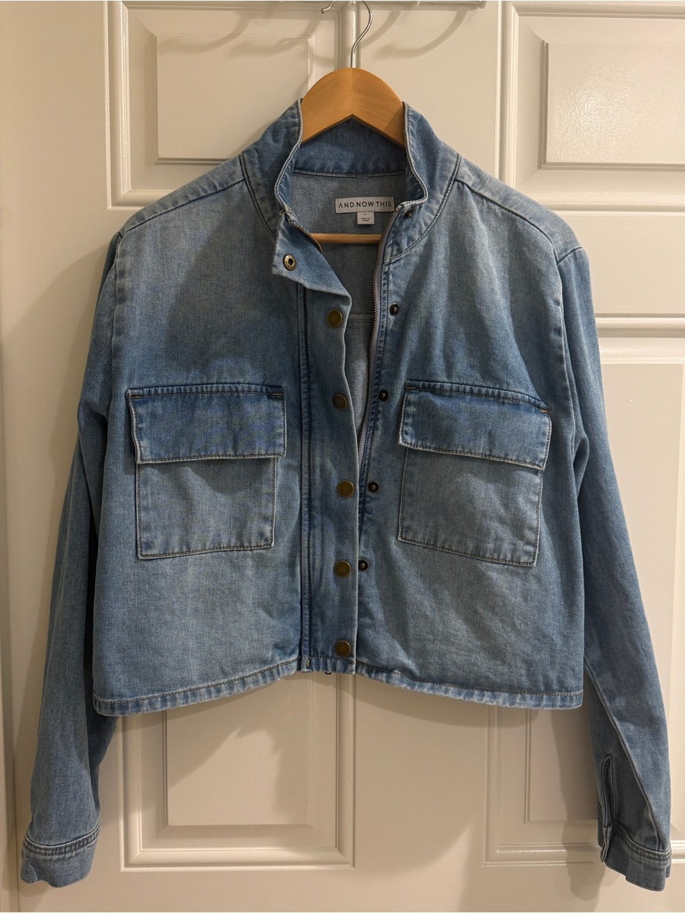 And Now This Light Blue Denim Jacket with Utility Pockets